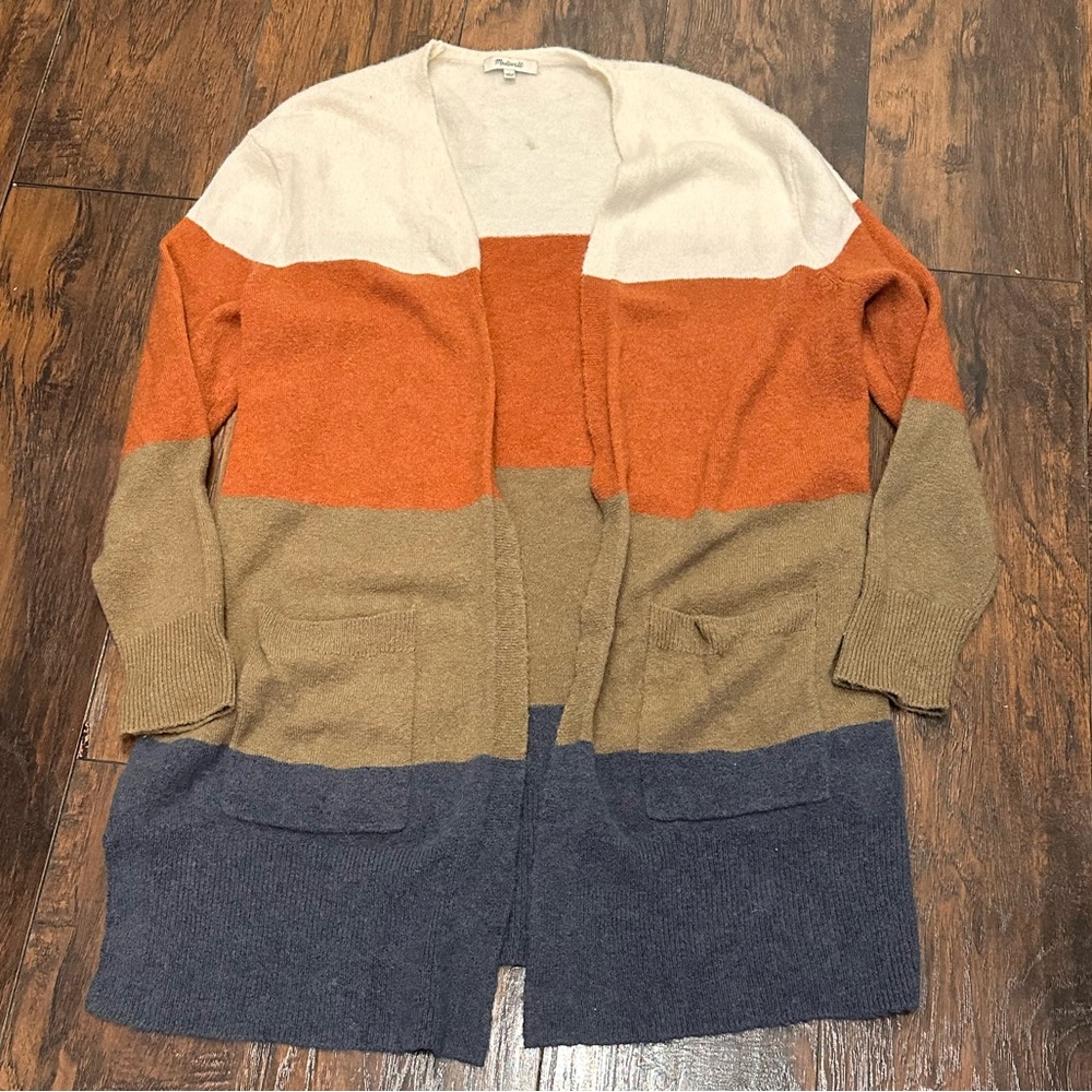 Madewell Long Stripped Cardigan With Pockets